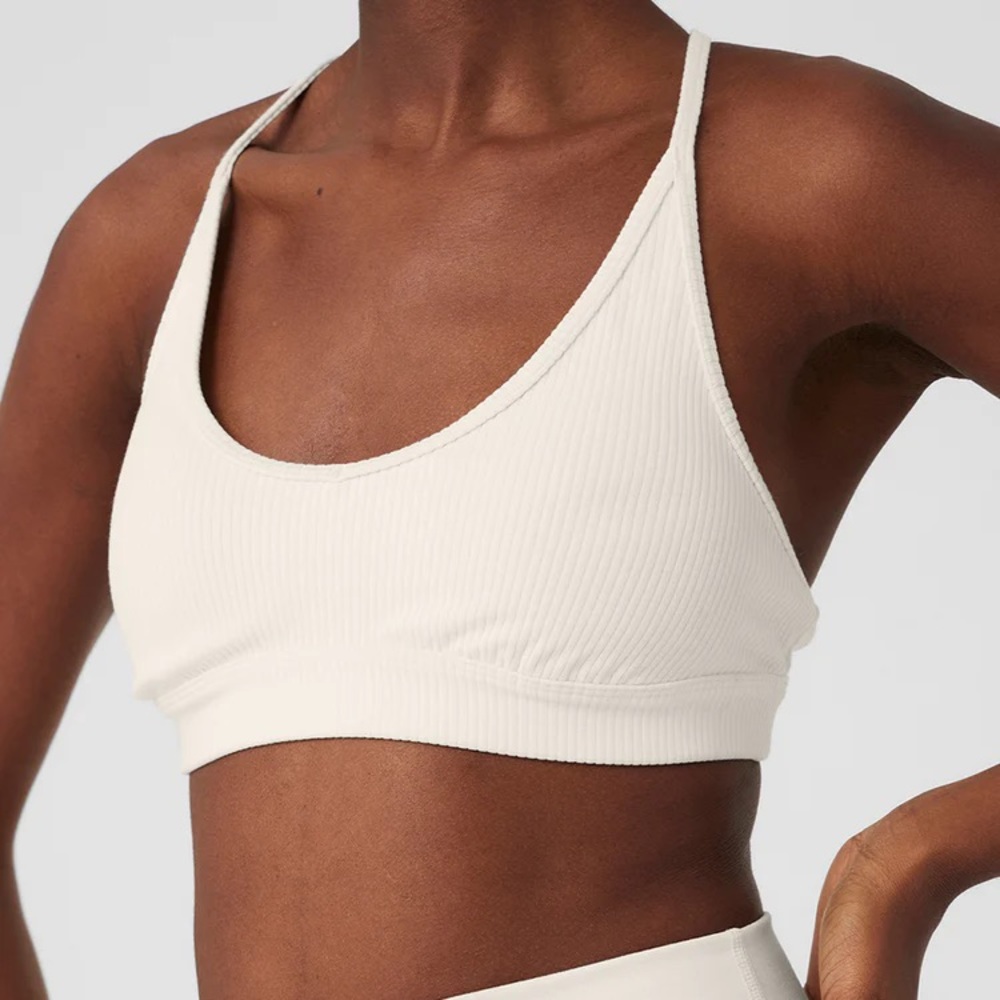 Alo Ribbed Blissful Bra | White | Size XS